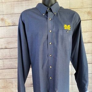 Antigua Michigan Long Sleeve Button Down Shirt